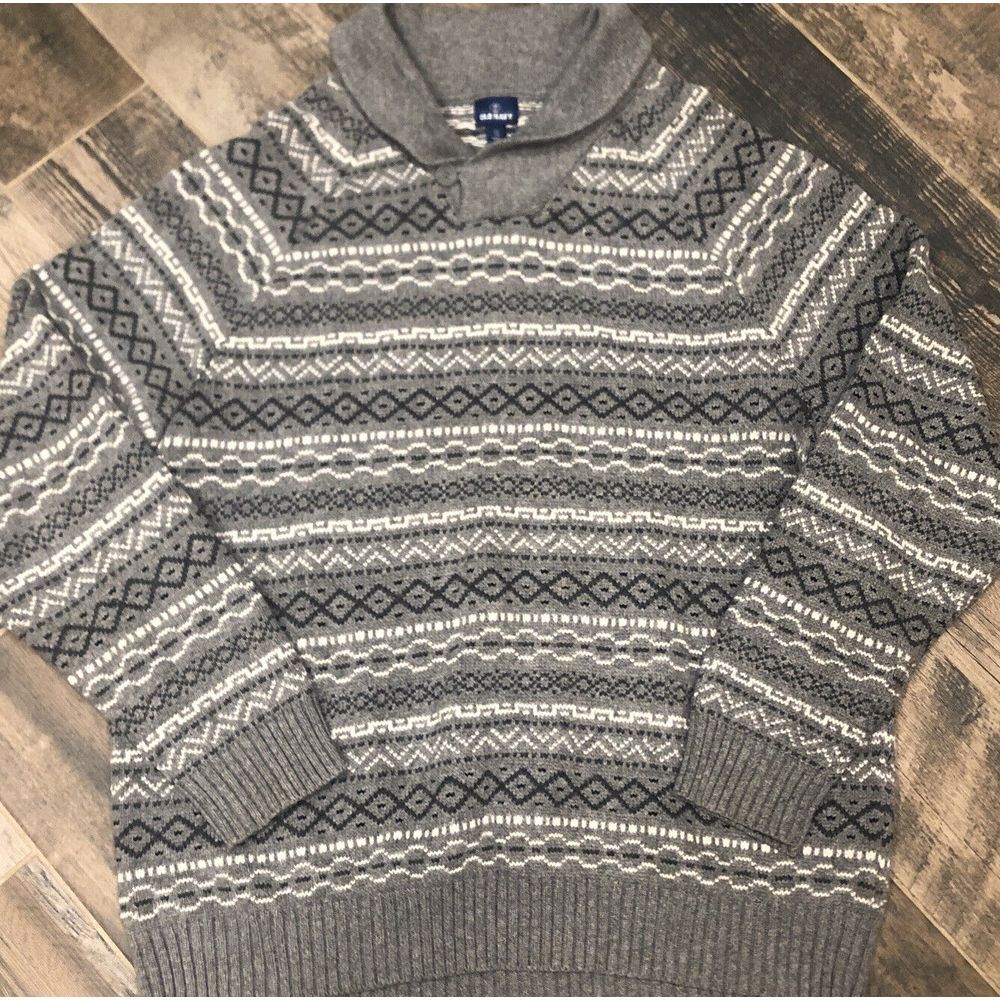 Men's Gray Patterned Pullover Sweater